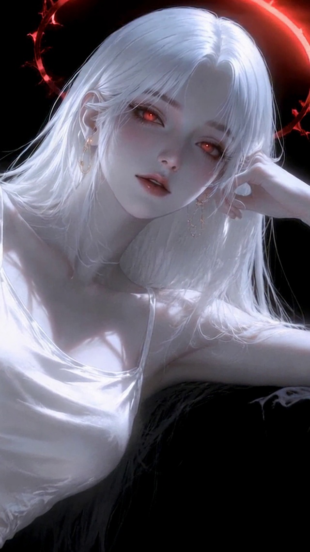 银发红眸酷飒二次元美少女