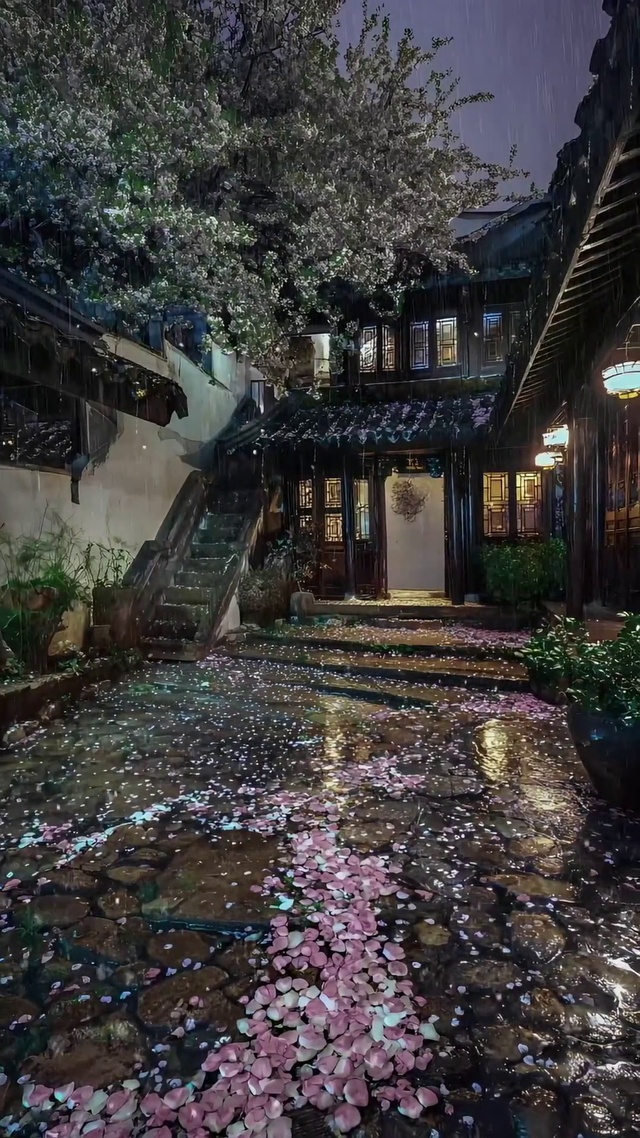雨中小院