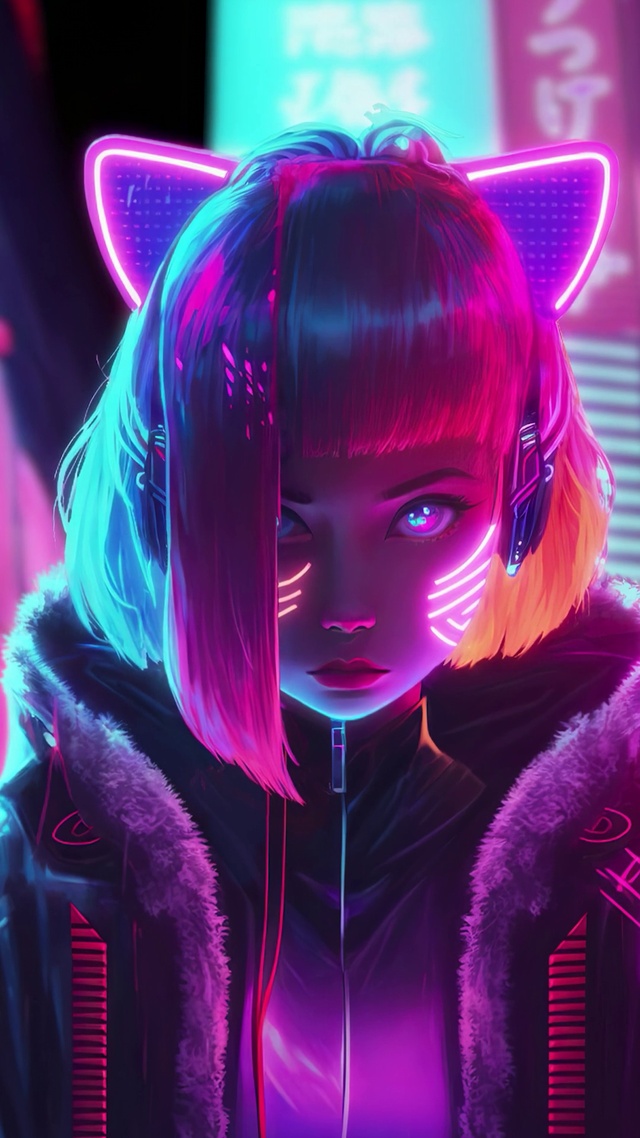 赛博朋克光影少女