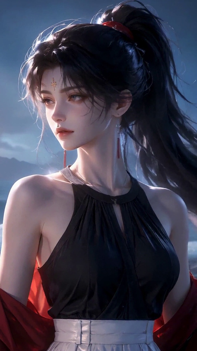 海边灯塔冷艳美少女