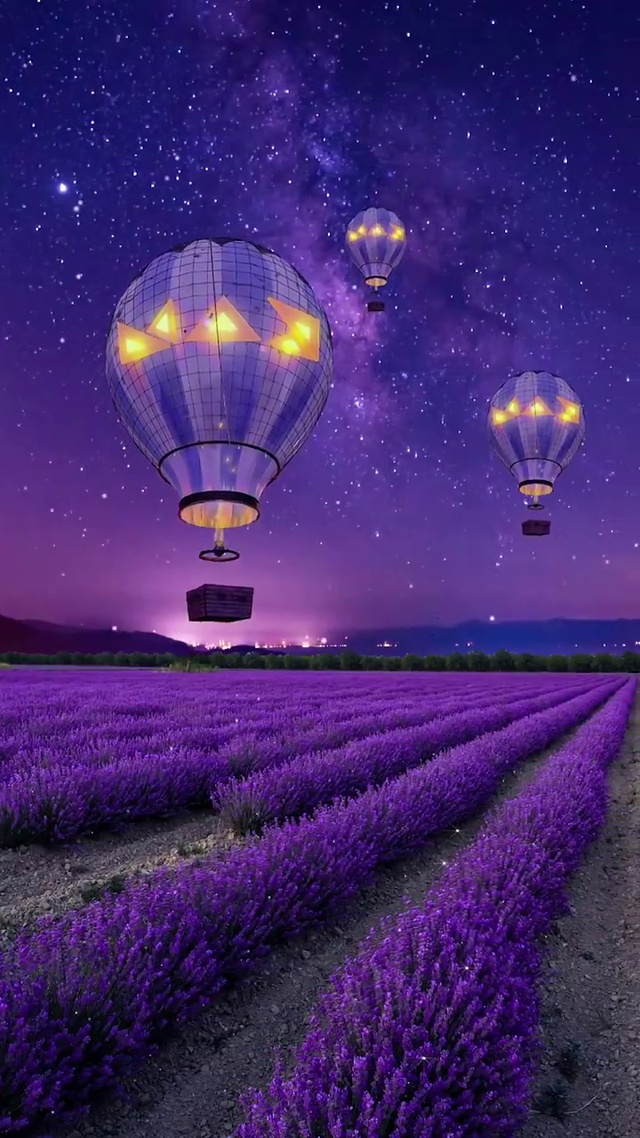 星空下的热气球