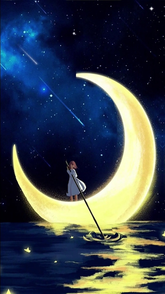 星空流星月亮船