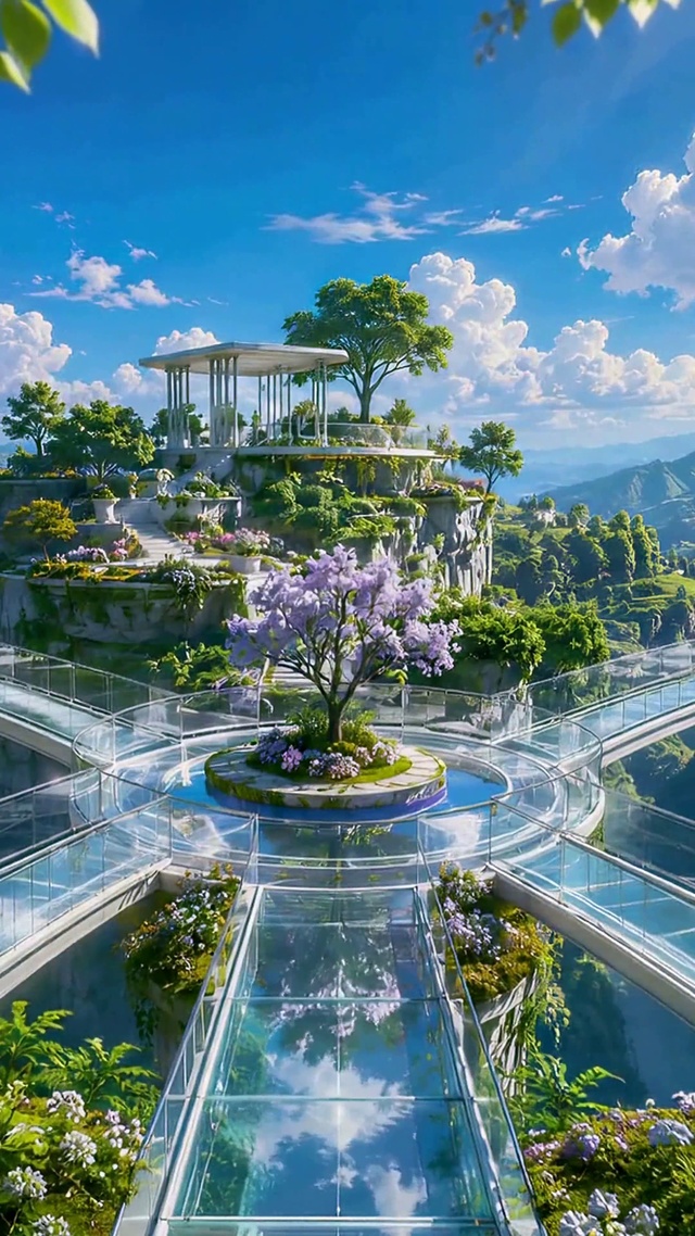 云端空中花园唯美风景