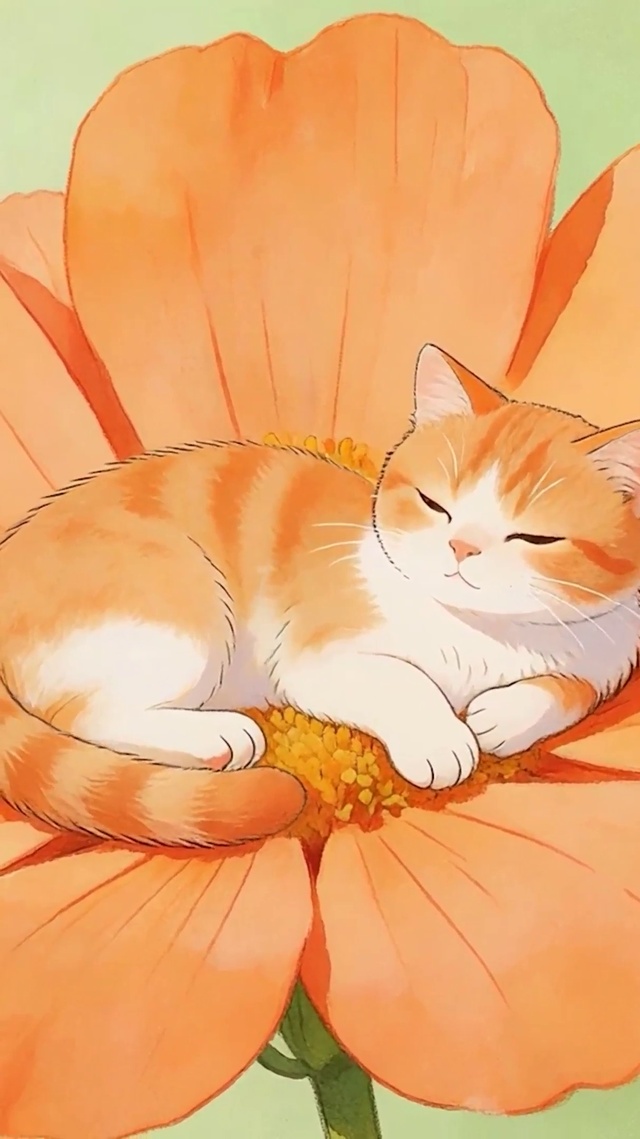 护眼花朵上猫咪
