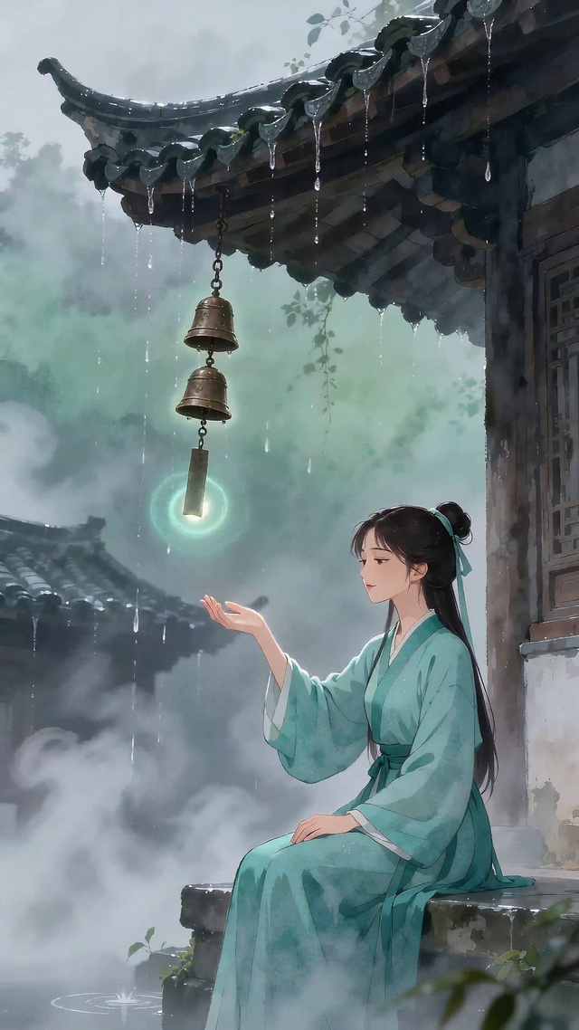 廊下看雨