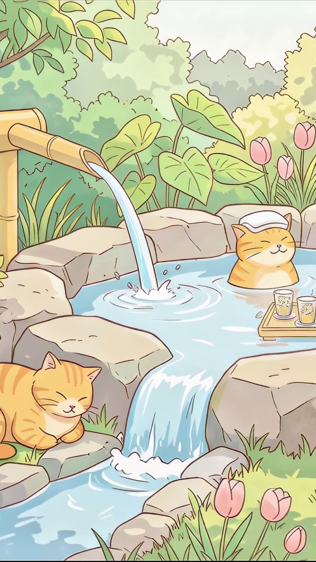 小猫的森林温泉时光