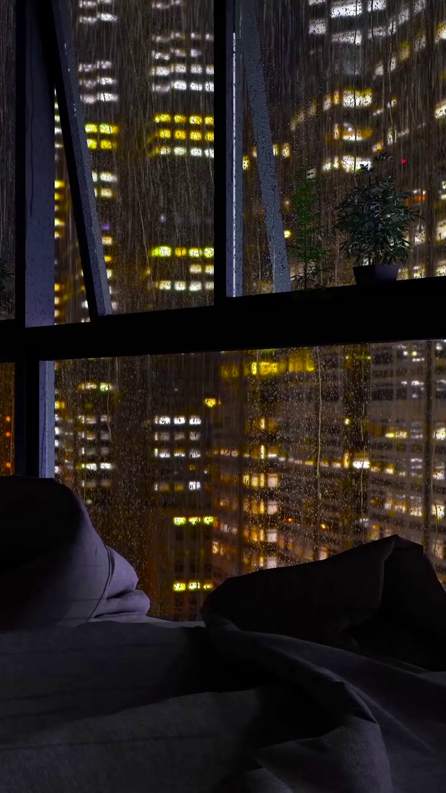 安静雨天夜晚卧室