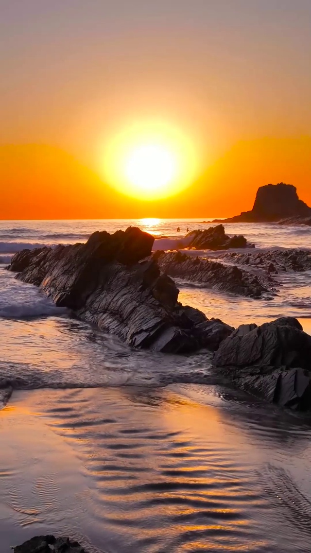 4K唯美夕阳海滩