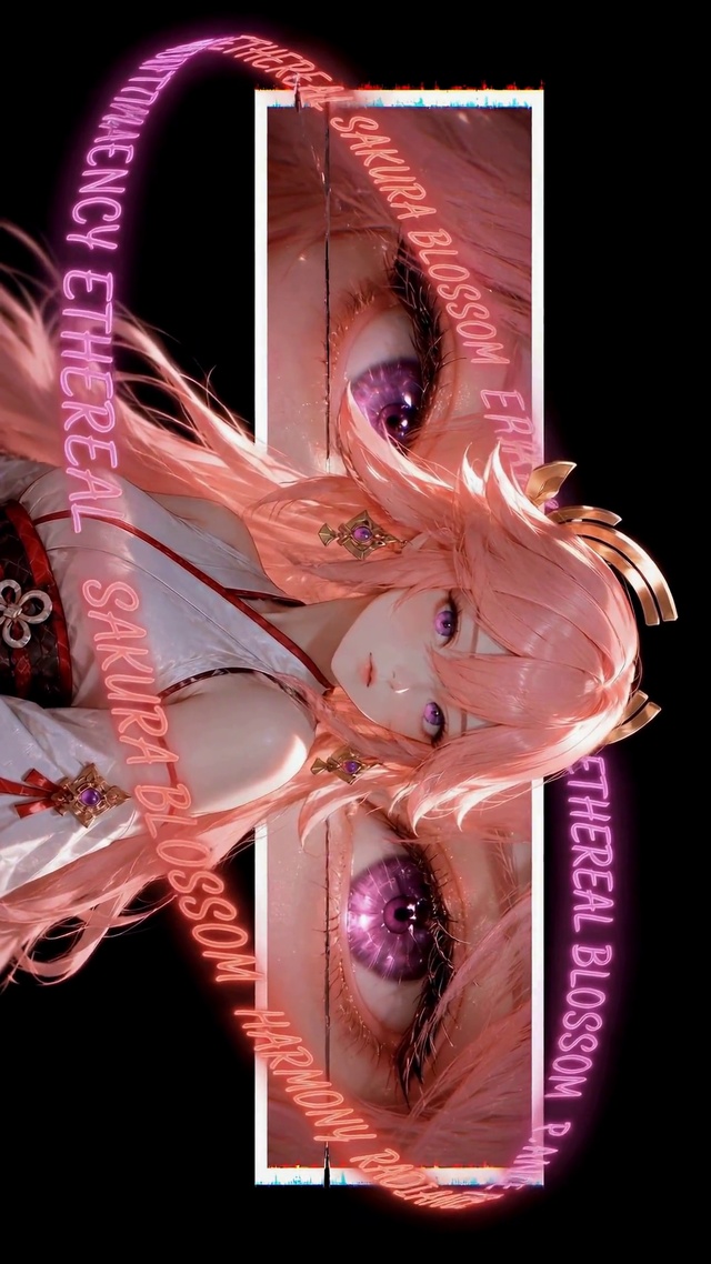 赛博风粉发二次元美少女