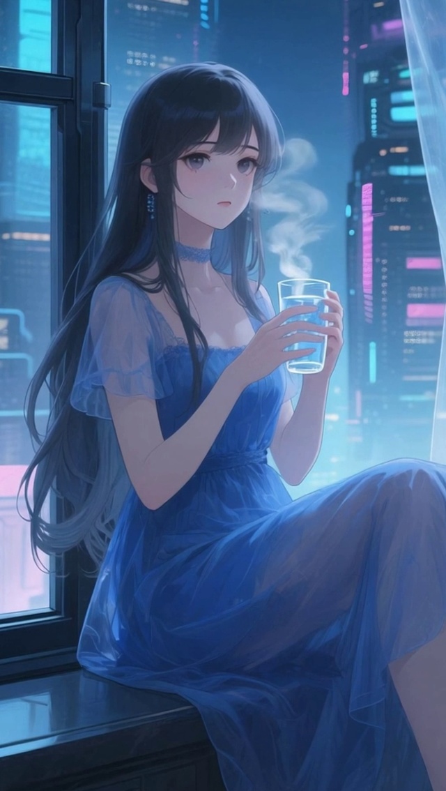 窗边落地窗美女