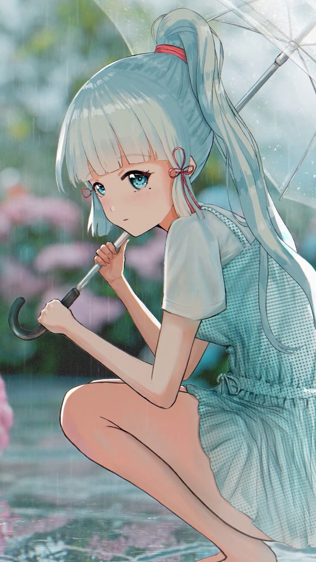 雨中撑伞少女