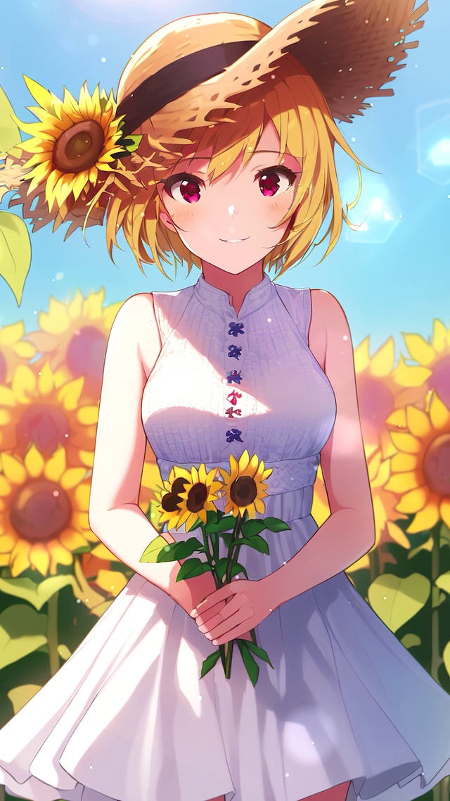 唯美阳光向日葵少女