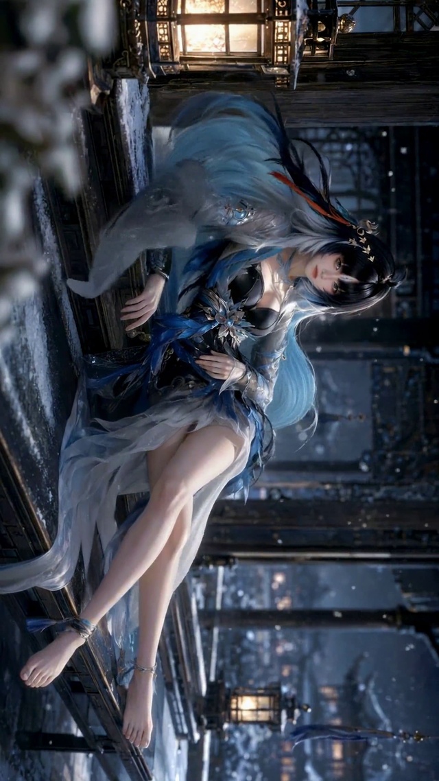 雪夜古风二次元长腿美少女