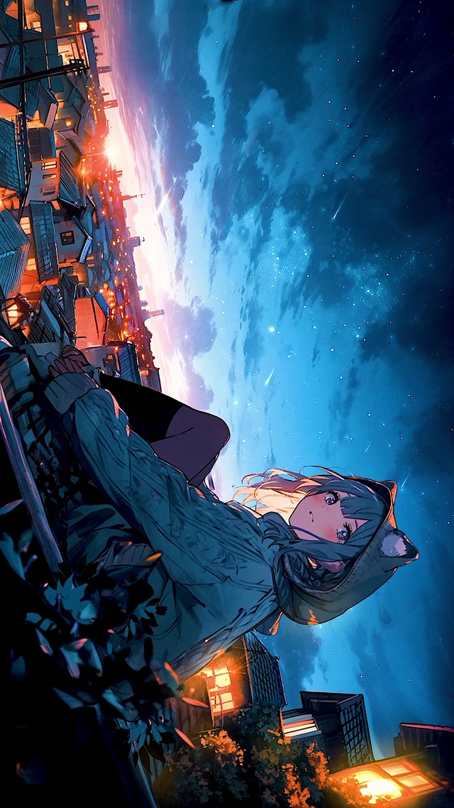 唯美流星夜的少女