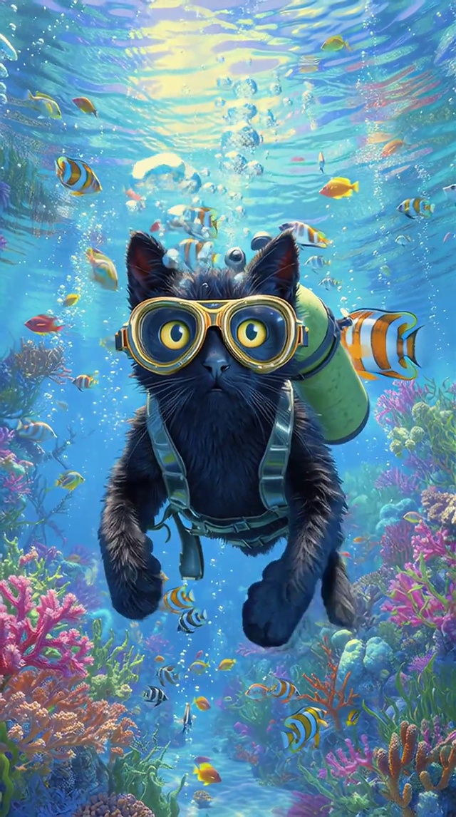 潜水的猫咪
