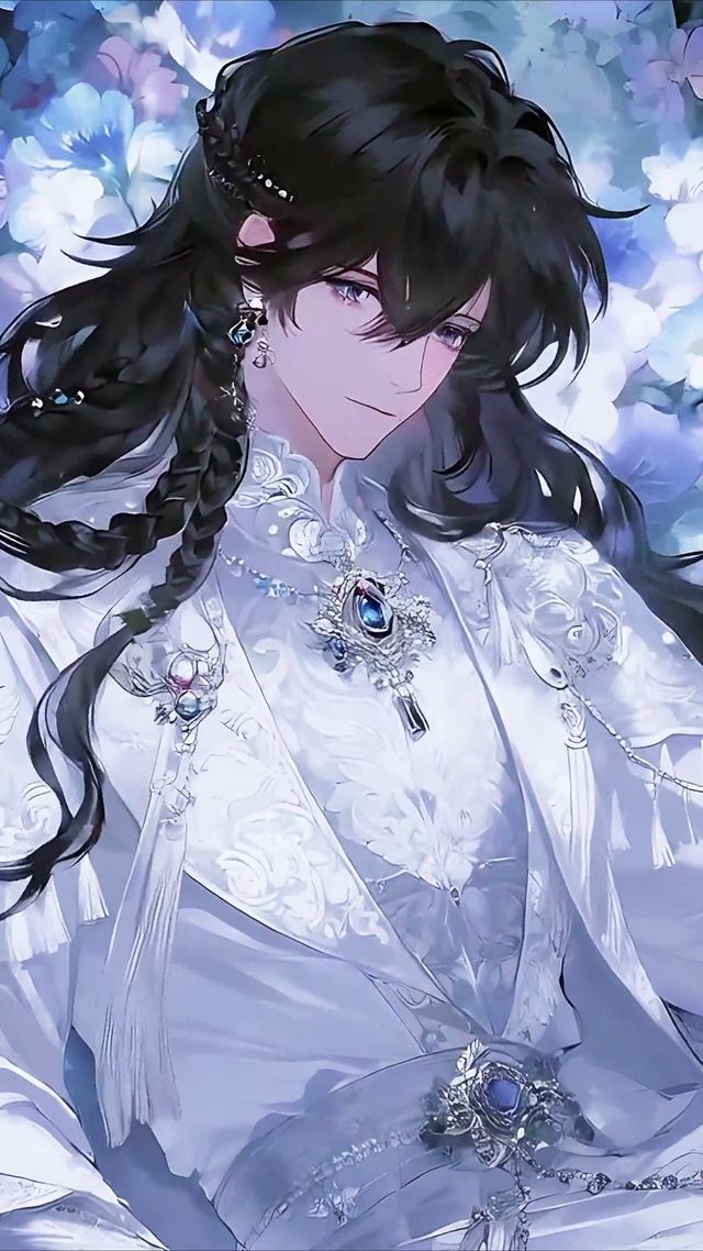 花丛中的白衣少年