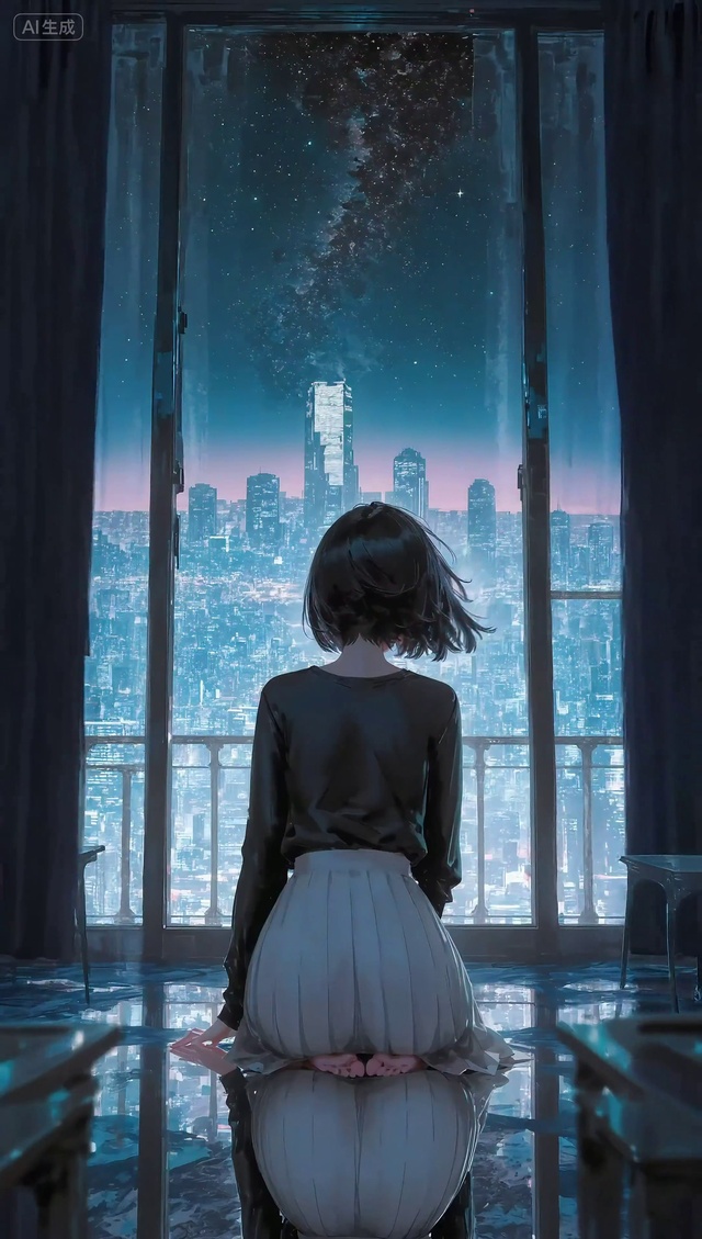 仰望星空的少女
