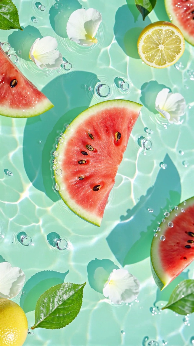 夏日清凉水上西瓜