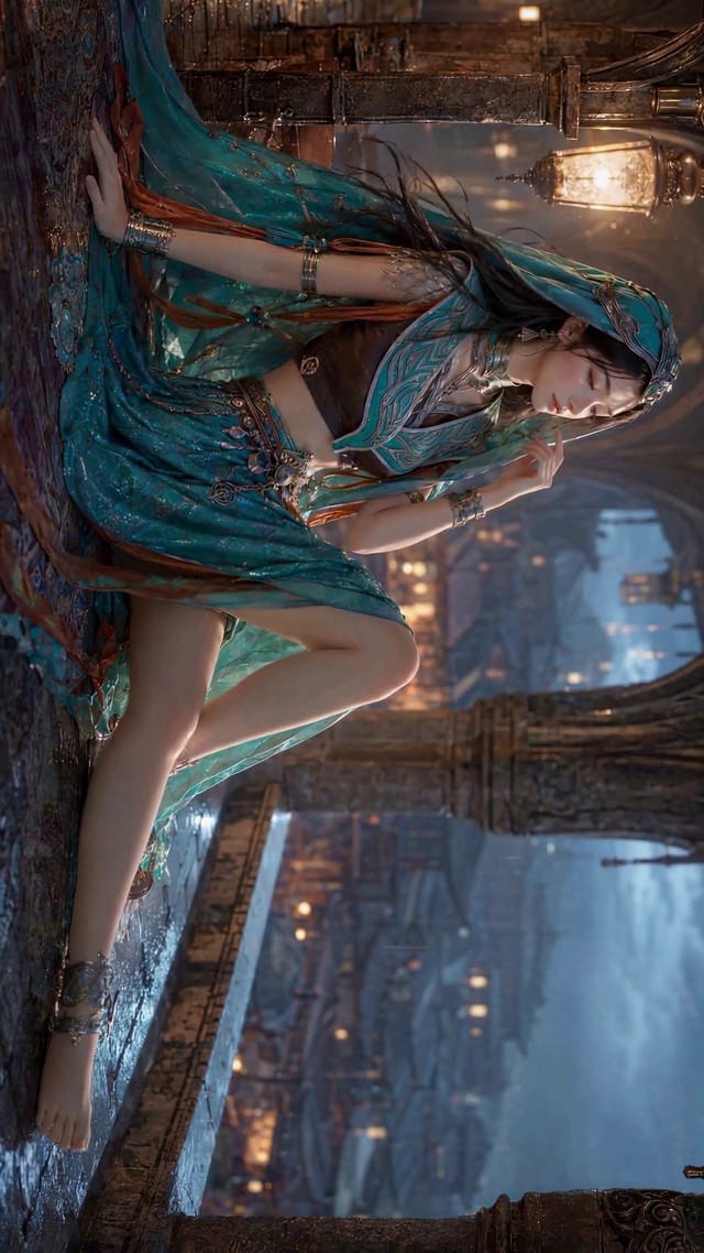 雨夜古城异域古风美女