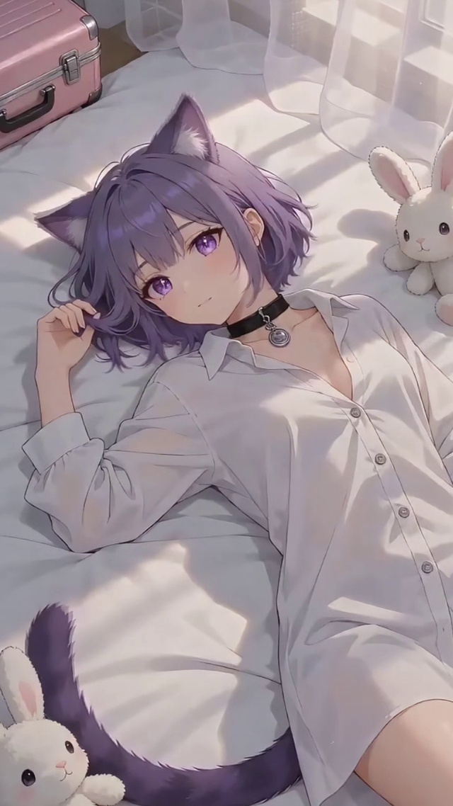 紫发猫耳少女