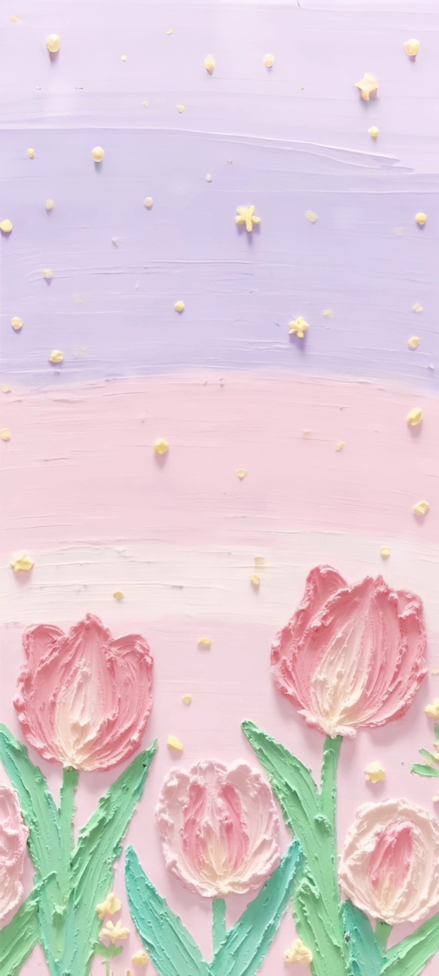 小清新春天粉紫郁金香