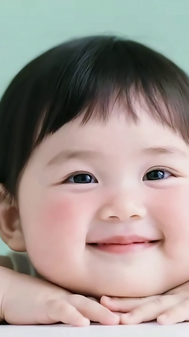 超可爱的趴桌大脸萌娃