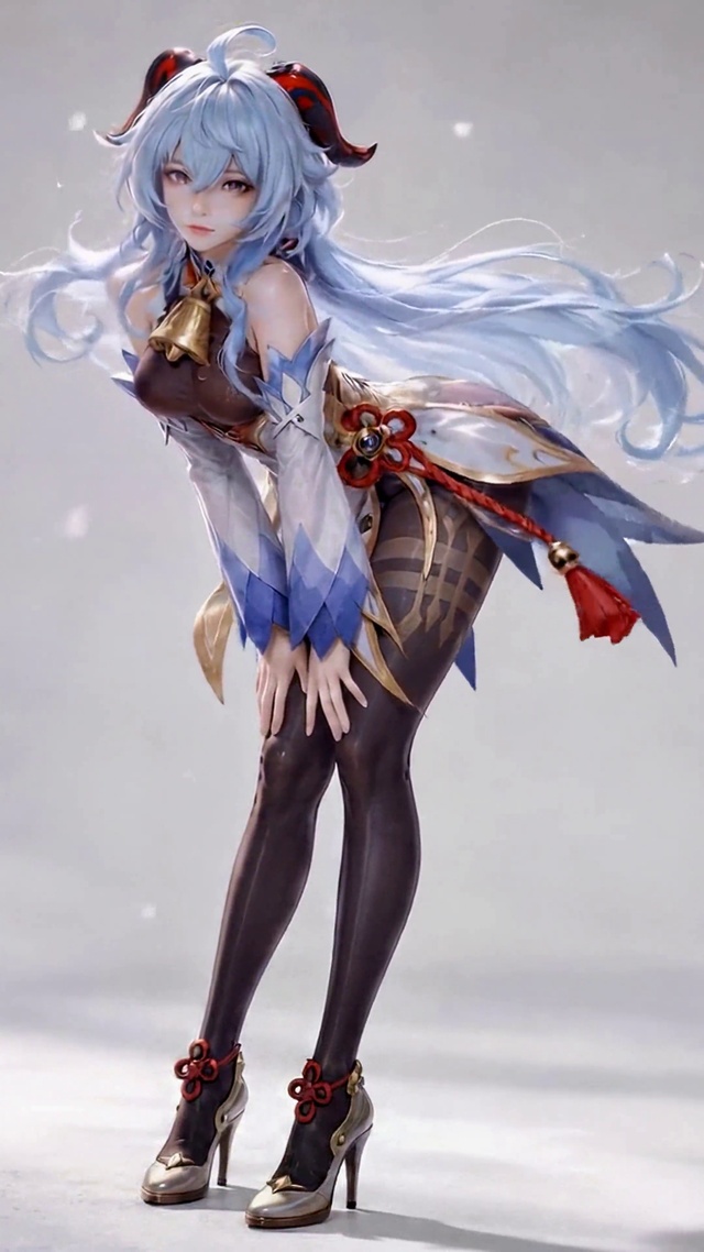 蓝发古风少女