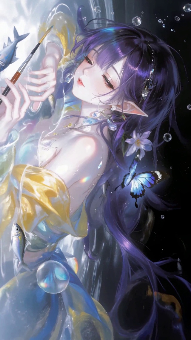 水下紫发精灵美少女