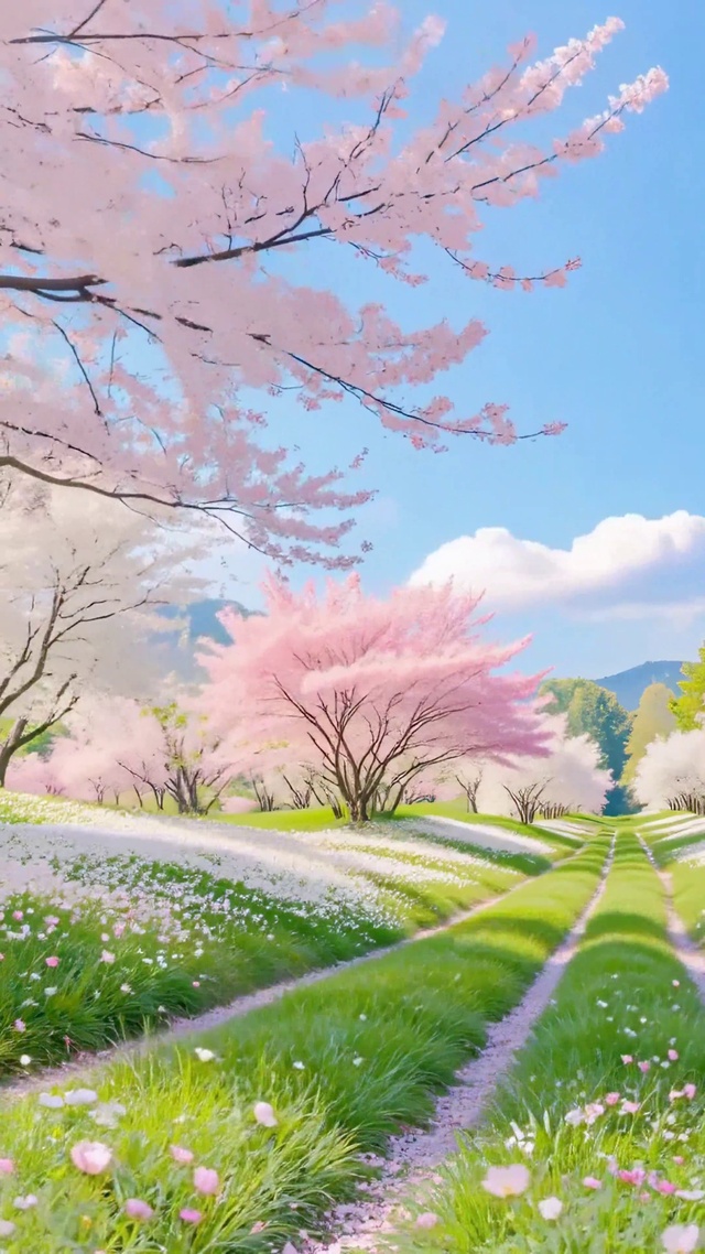 护眼春日樱花林