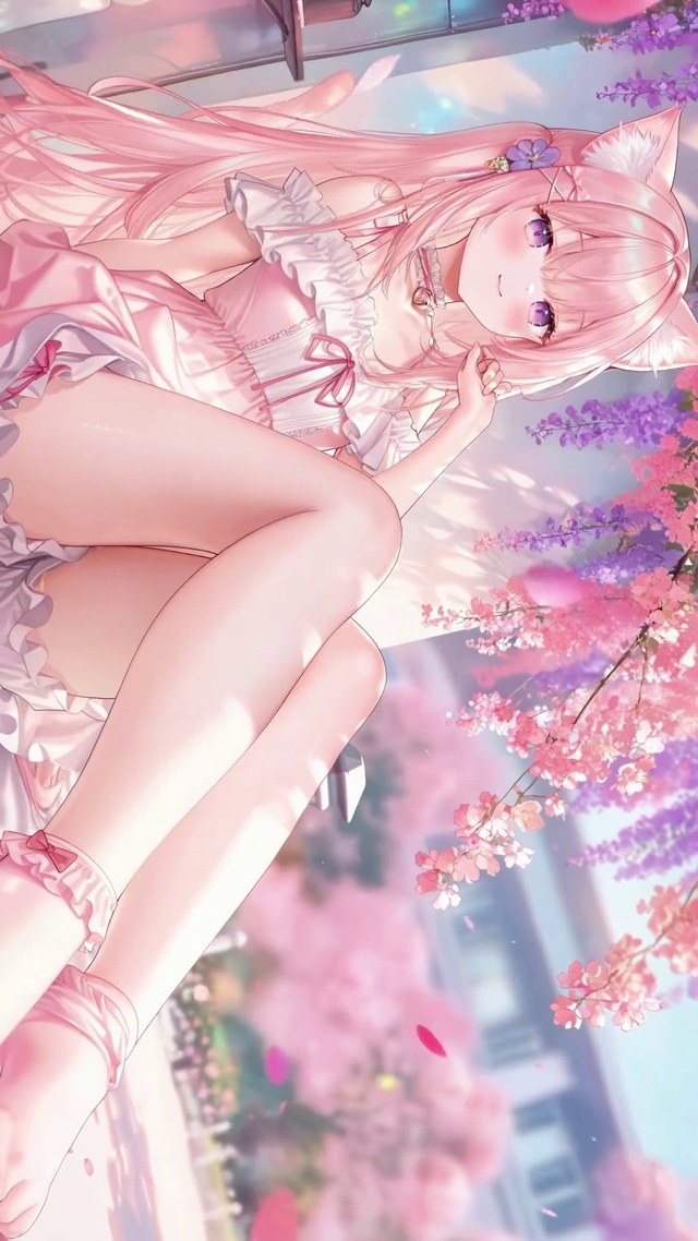 甜美粉毛猫耳萝莉