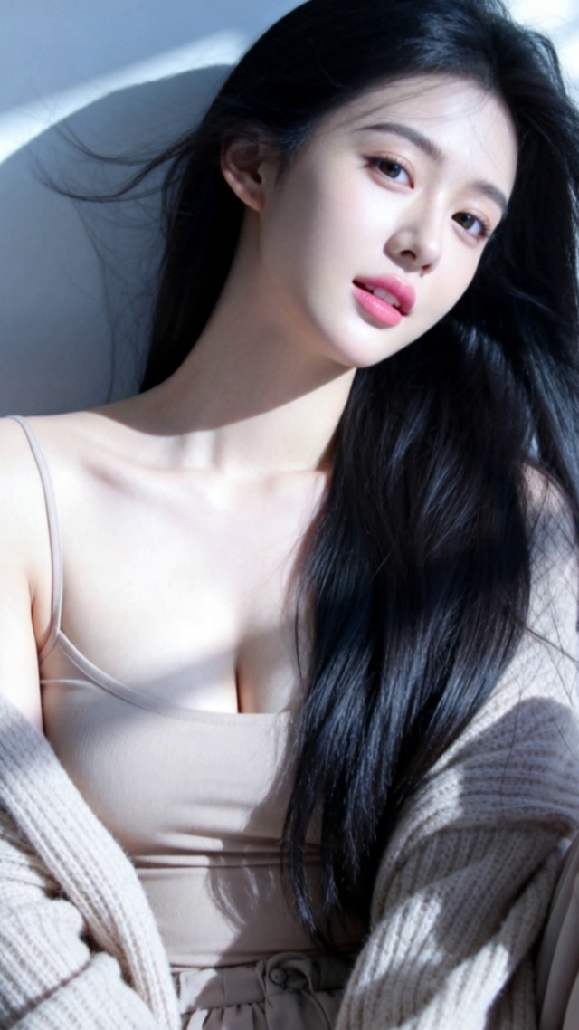 阳光窗影旁的慵懒女生