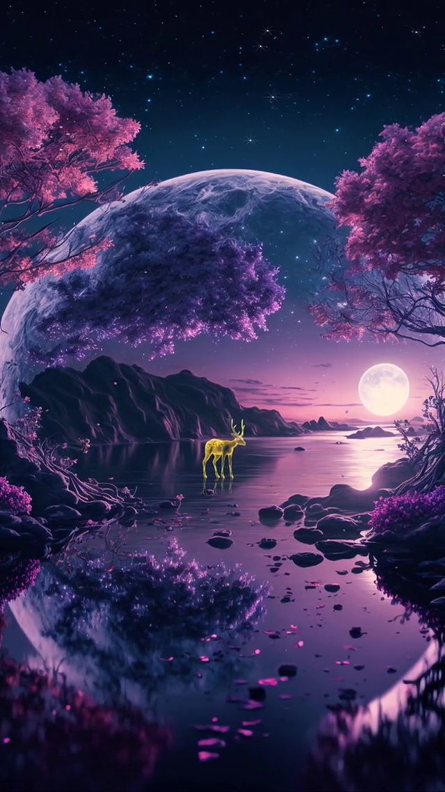 浪漫紫色夜空