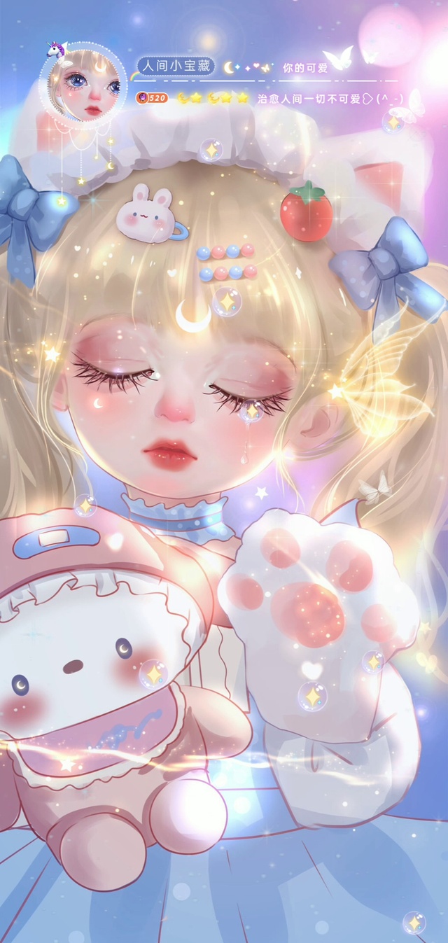 人间宝藏小可爱喵喵蓝色少女