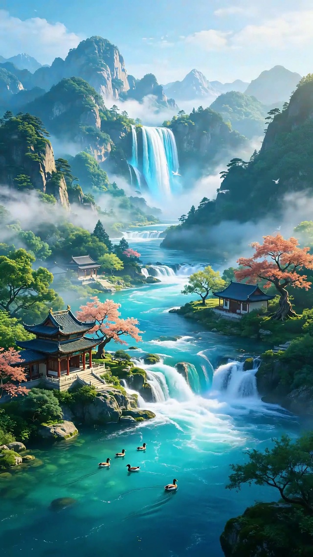 治愈山间瀑布