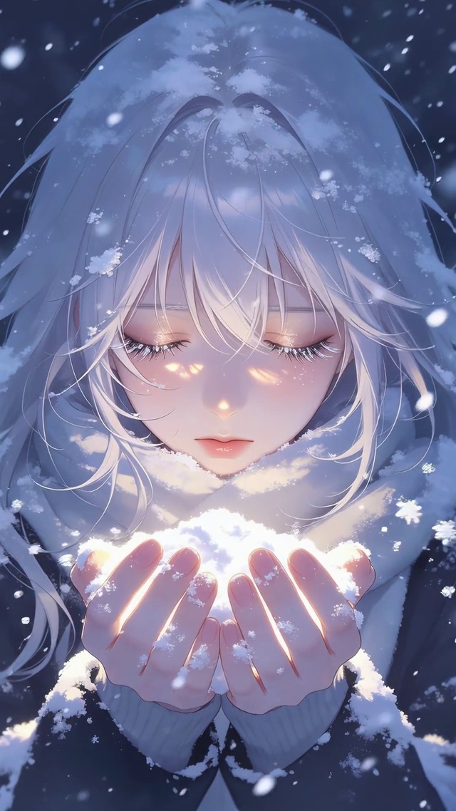 雪天女孩壁纸