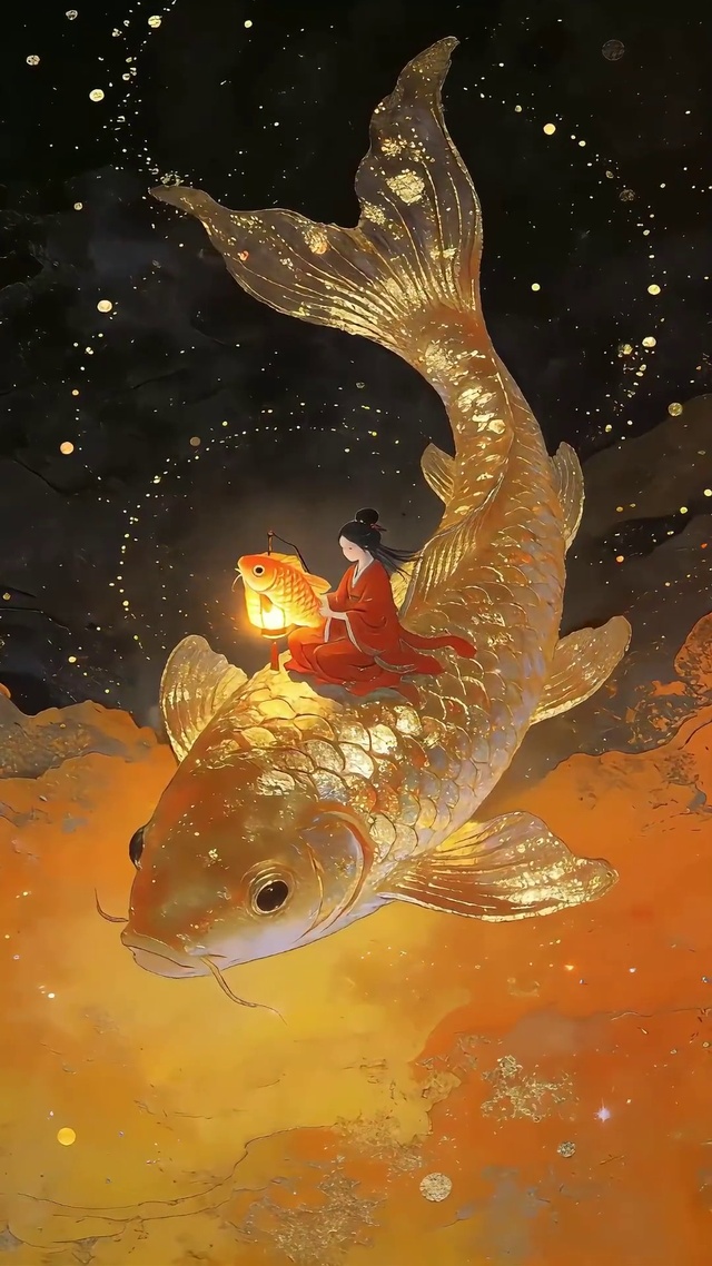 金色锦鲤好运壁纸