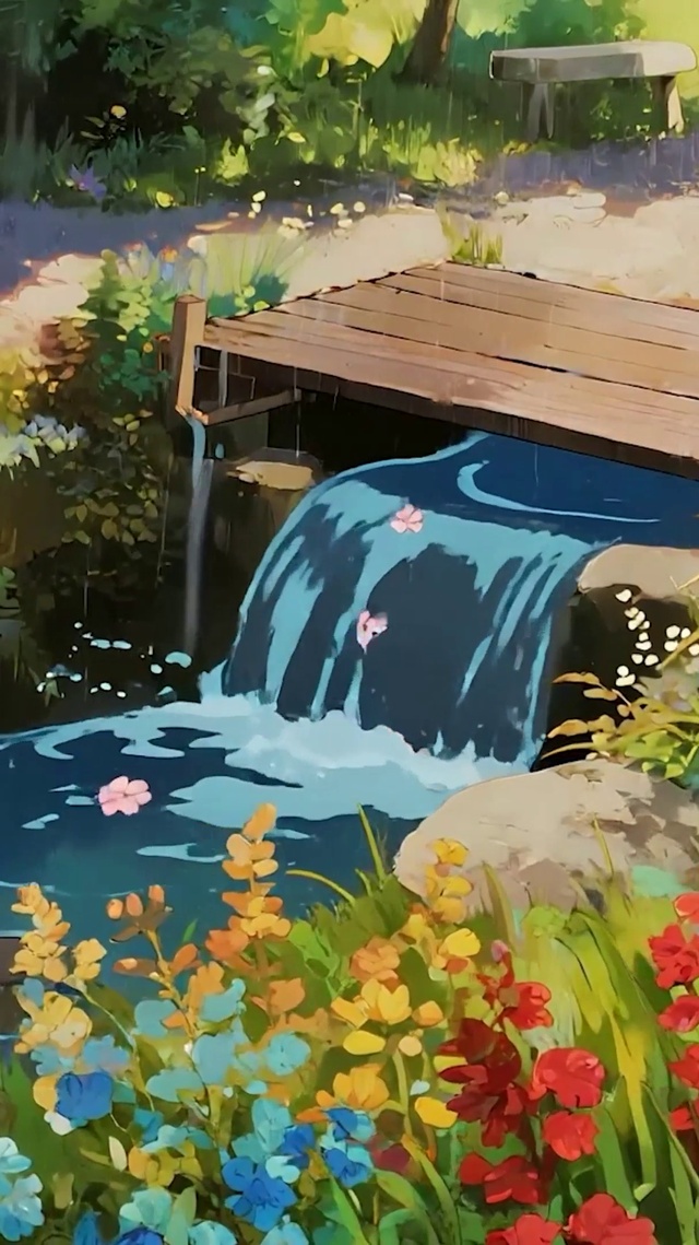 雨天护眼绿景树木