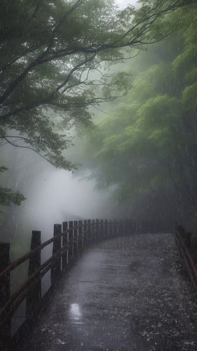 下雨天治愈树林