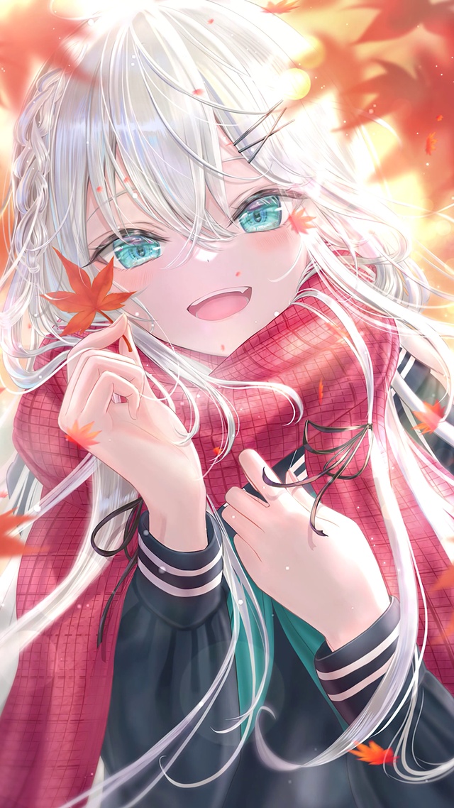 唯美温馨枫叶少女