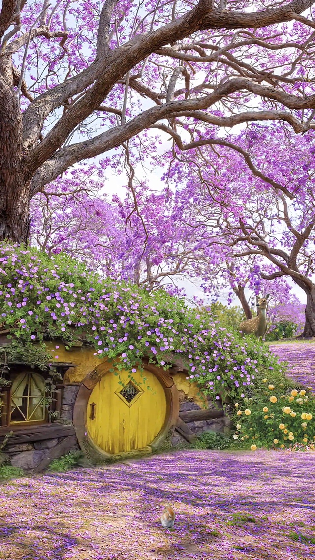 樱花树下的小屋