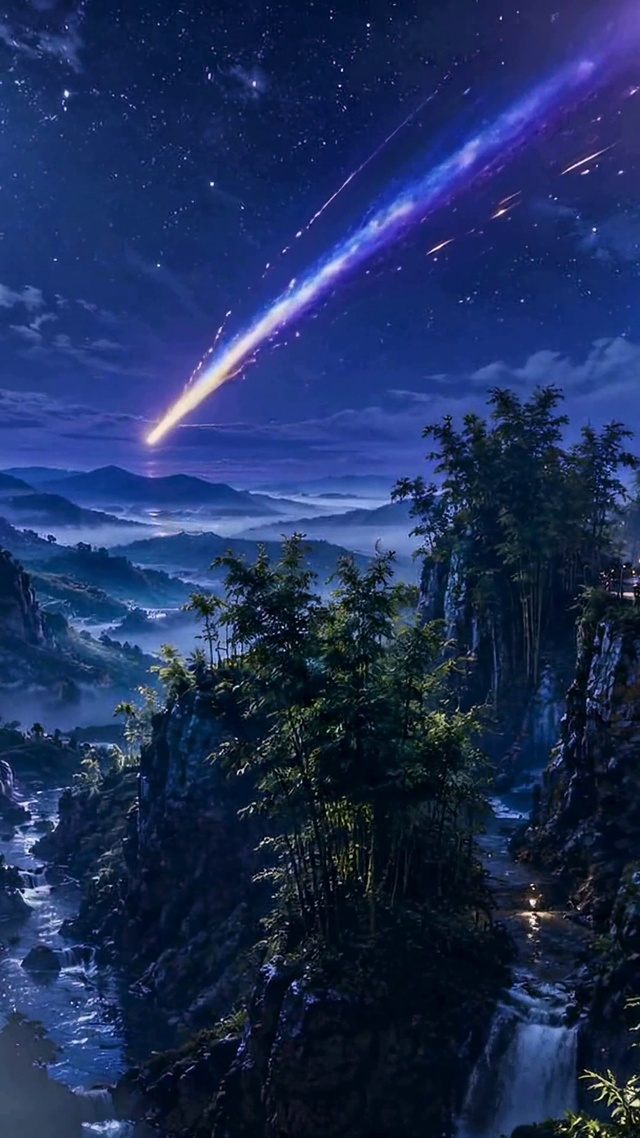 流星月夜竹径