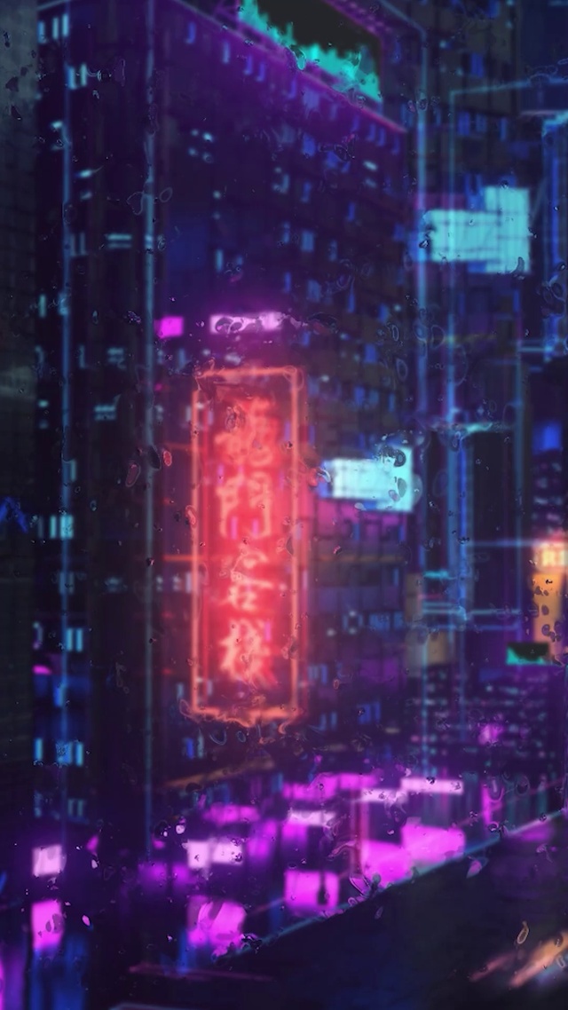 城市雨屏 霓虹都市