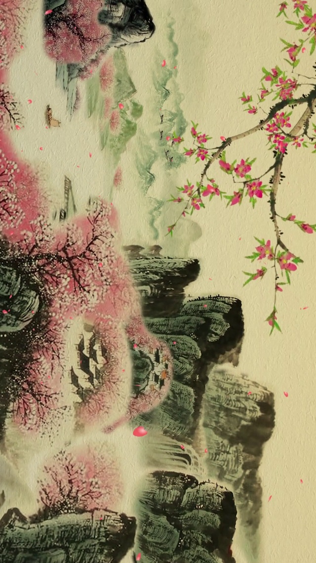 水墨系列-青山桃花-6