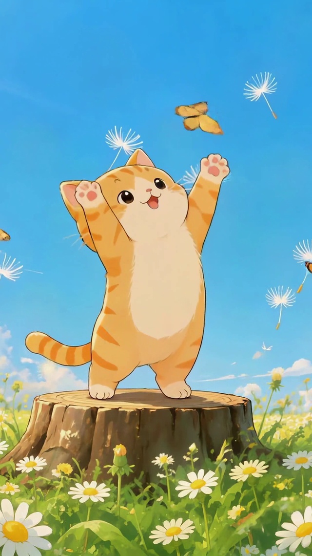 晴日花田可爱橘猫