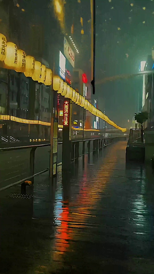 日本雨天夜景