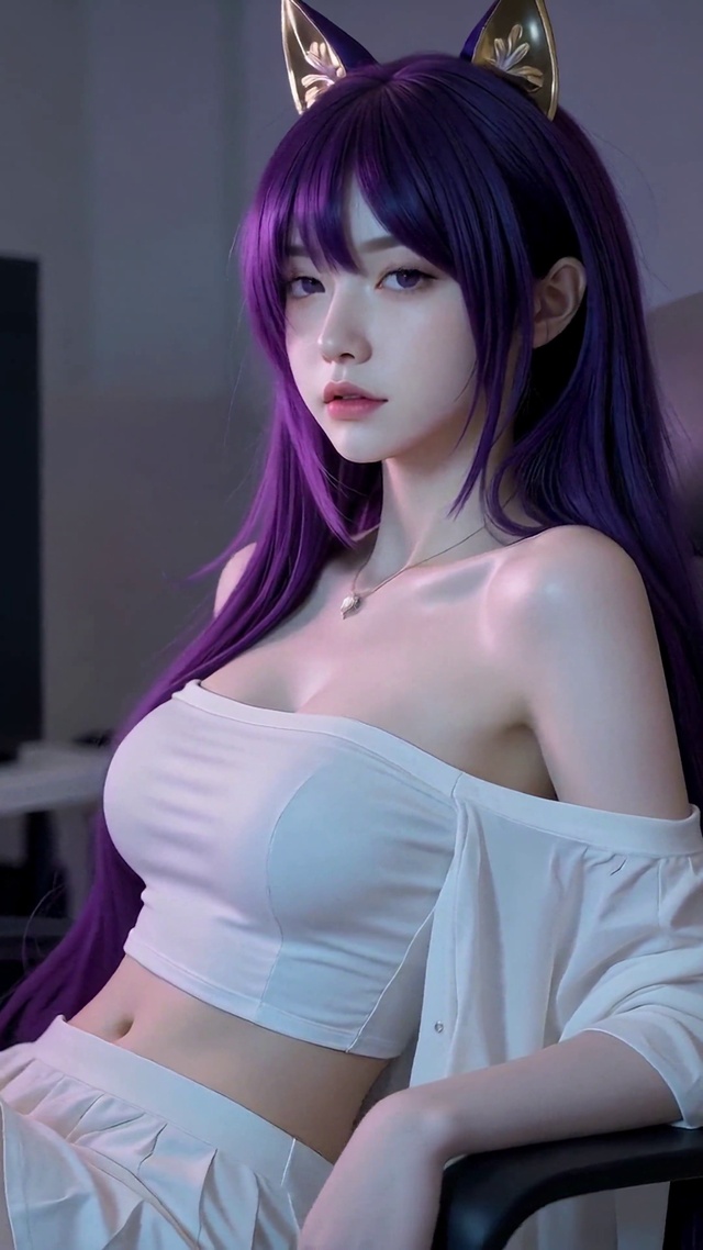 紫发猫耳电竞美少女