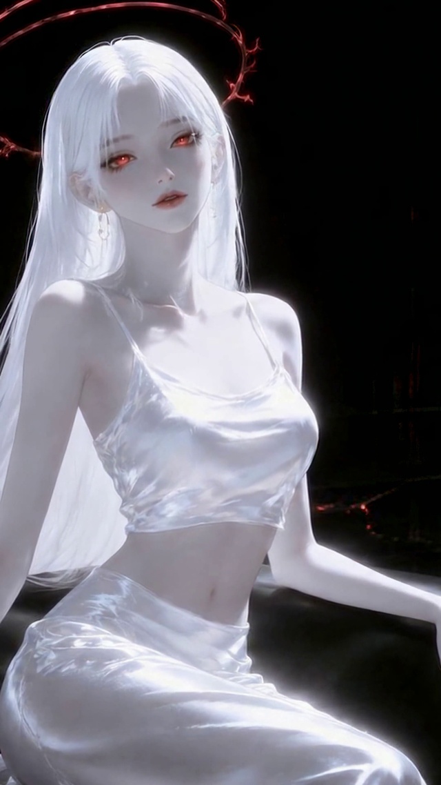 暗黑红环白发冷艳美少女