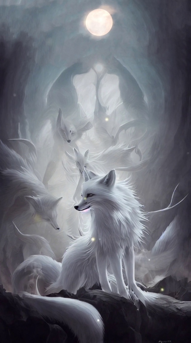 山海经高清九尾白狐