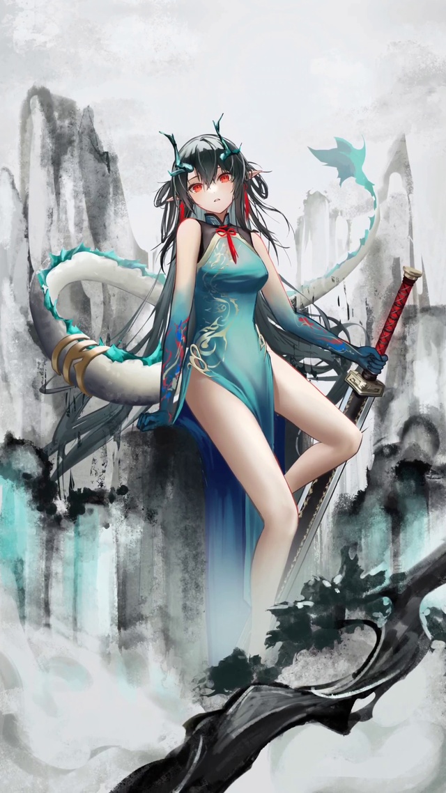 国风水墨小龙女4k