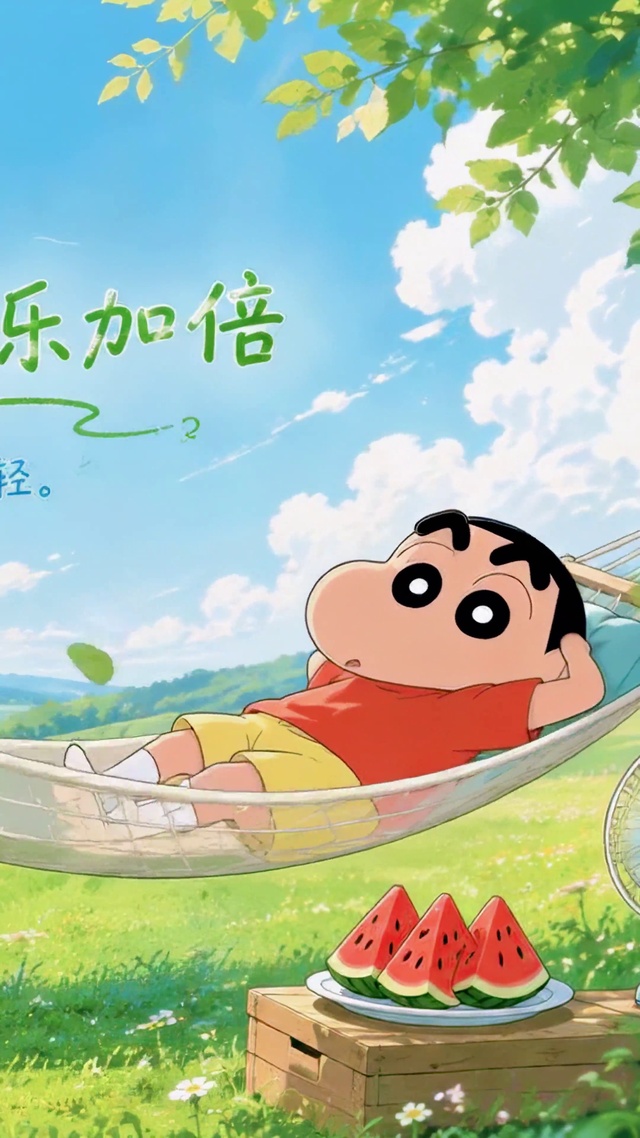 蜡笔小新夏日休闲治愈壁纸